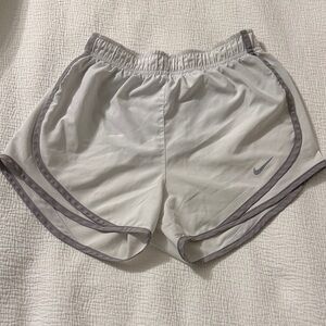 Nike Women's Dri-FIT Tempo Running Shorts White with Grey Trim